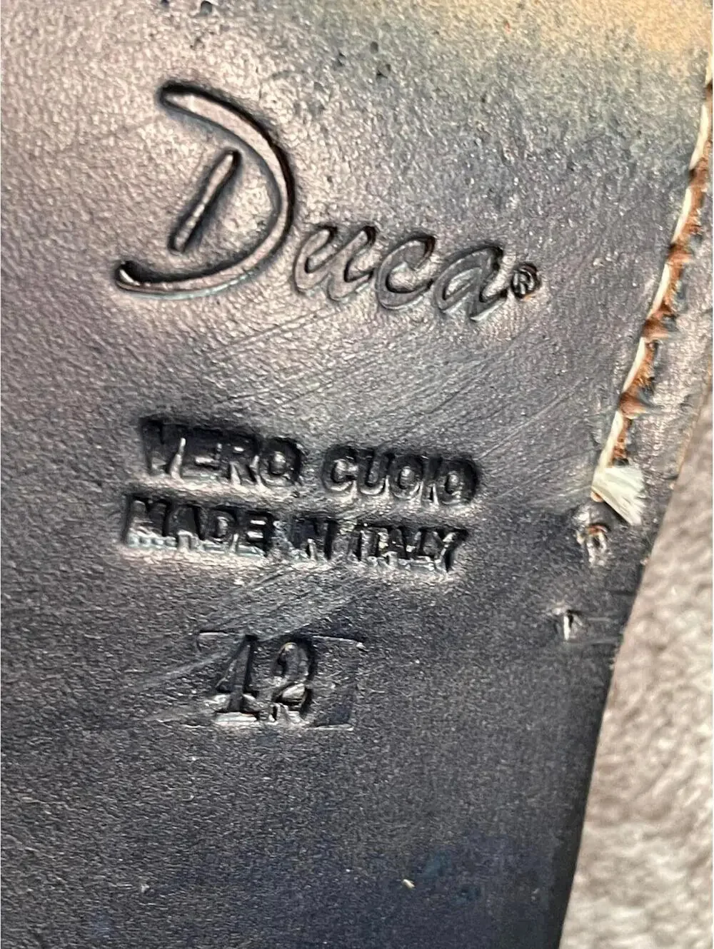 Duca Made in Italy Men's Leather Wingtip Oxfords Brown and Blue - Picture 7 of 8